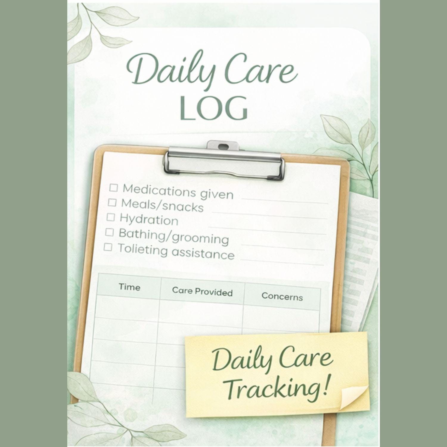 Daily Care Log Printable | Home Health, Senior Care Tracker (PDF) - Etsy