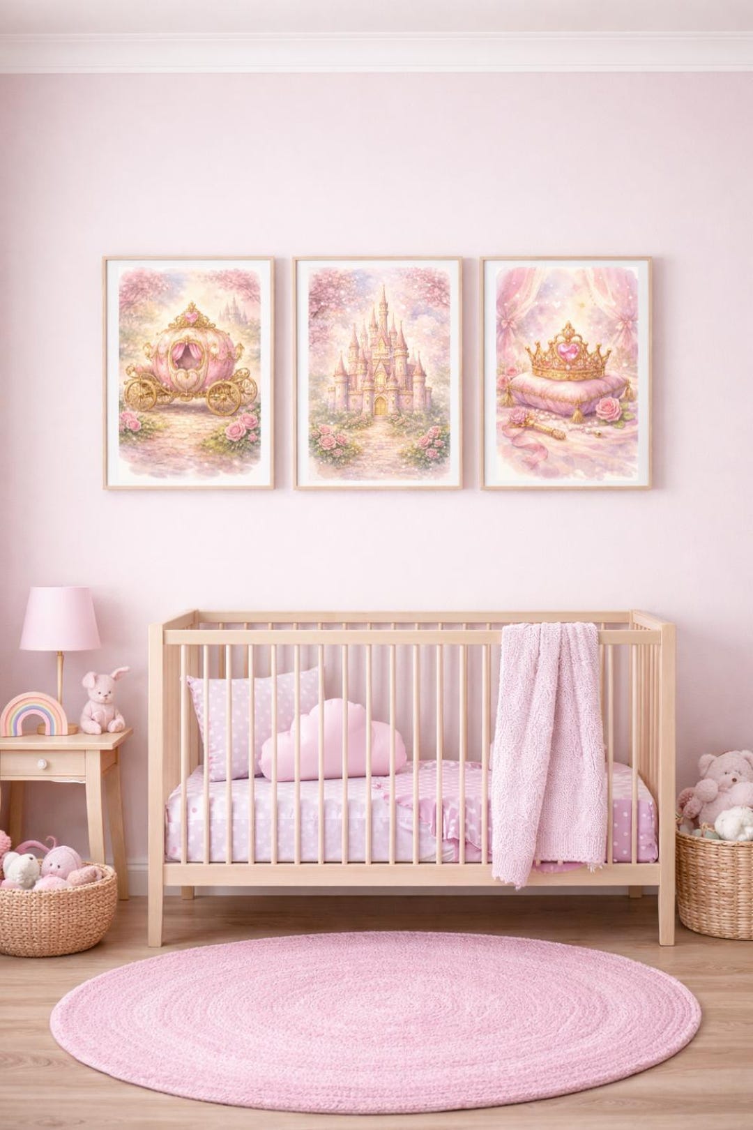 Princess Nursery Wall Art Set of 3 Printable | Baby Girl Room Decor ...