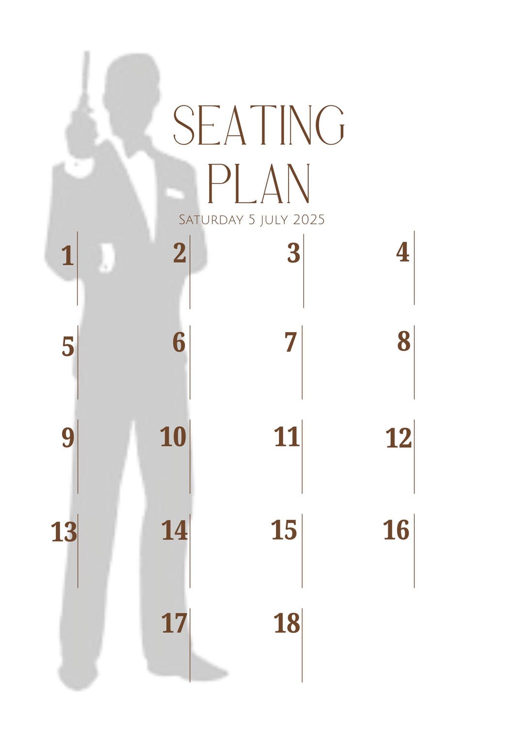 Seating Plan Template That is Fully Customised. Change the Name, Date ...