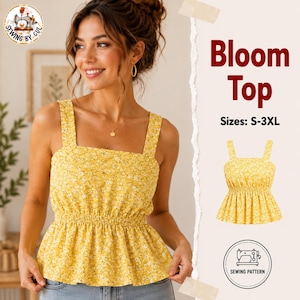 Bloom Top Sewing Pattern | Peplum Crop Top, Beginner Friendly (PDF Download)