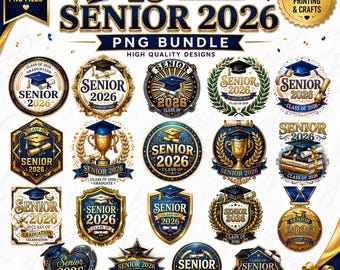 Absolwenci 2026, pakiet PNG z okazji ukończenia szkoły w 2026 roku, projekt sublimacji dla absolwentów, przezroczysty PNG, Cricut, do użytku komercyjnego