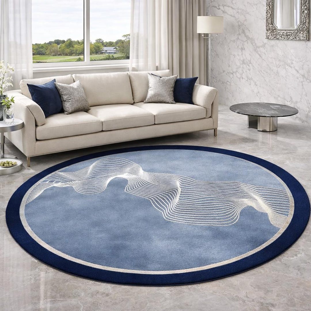Scroll Work Pattern Rug Royal Blue Scrollwork Hand-tufted Rug: Floral Motifs, Central Star ...