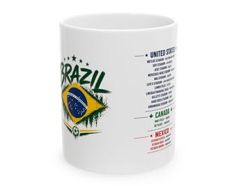 Brazil Brazilia World Cup 2026 Mug Soccer Fan Football Gift Modern Glossy New High Quality Vibrant Cup