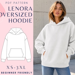Oversized Drop Shoulder Hoodie Sewing Pattern, Beginner Friendly Loungewear (PDF)