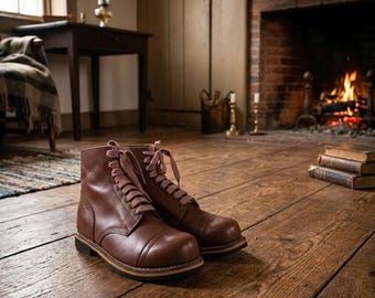 WWII GI Leather Service Boot | Handmade Vintage Military Footwear With Free Gift of Socks