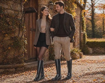 Botas de montar de cuero marrón hechas a mano para hombre / Botas altas de cuero para equitación con calcetín de regalo.