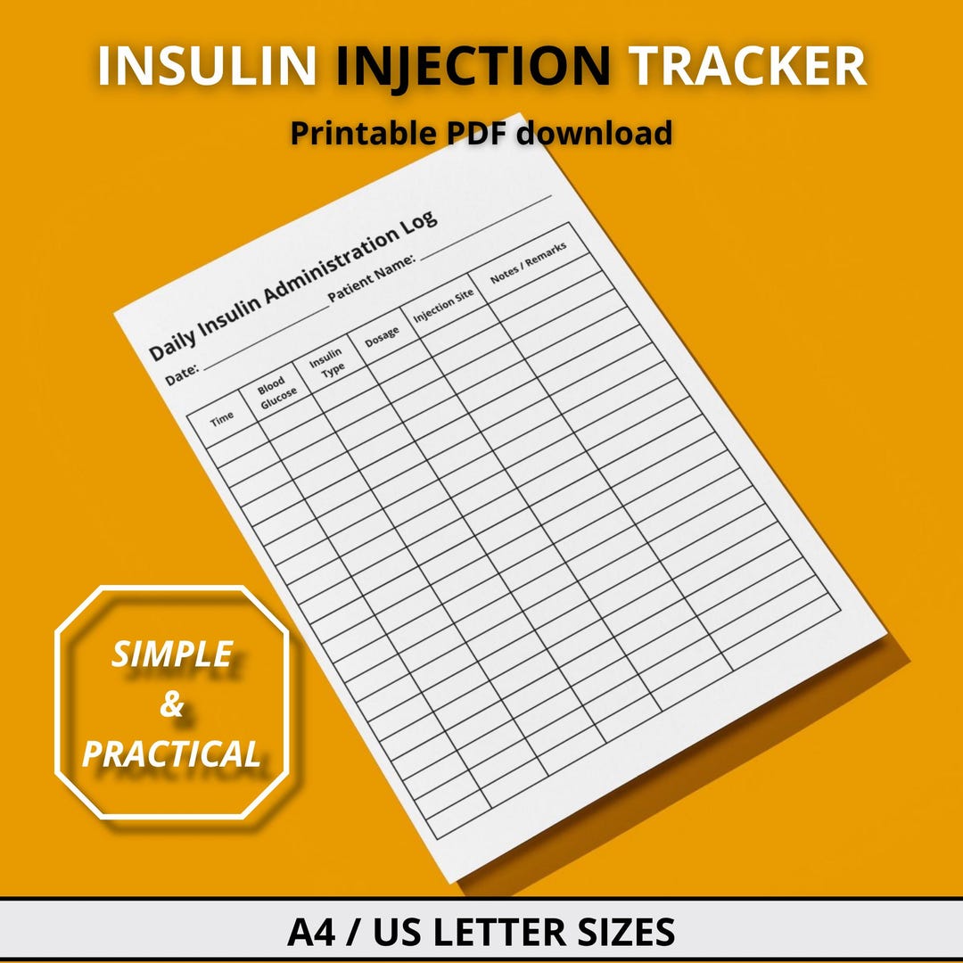 Insulin Tracker Printable | Diabetes Log Sheet | Blood Glucose and ...