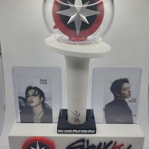 Stray Kids K-pop inspired 3D printed light stick and photocard holder.