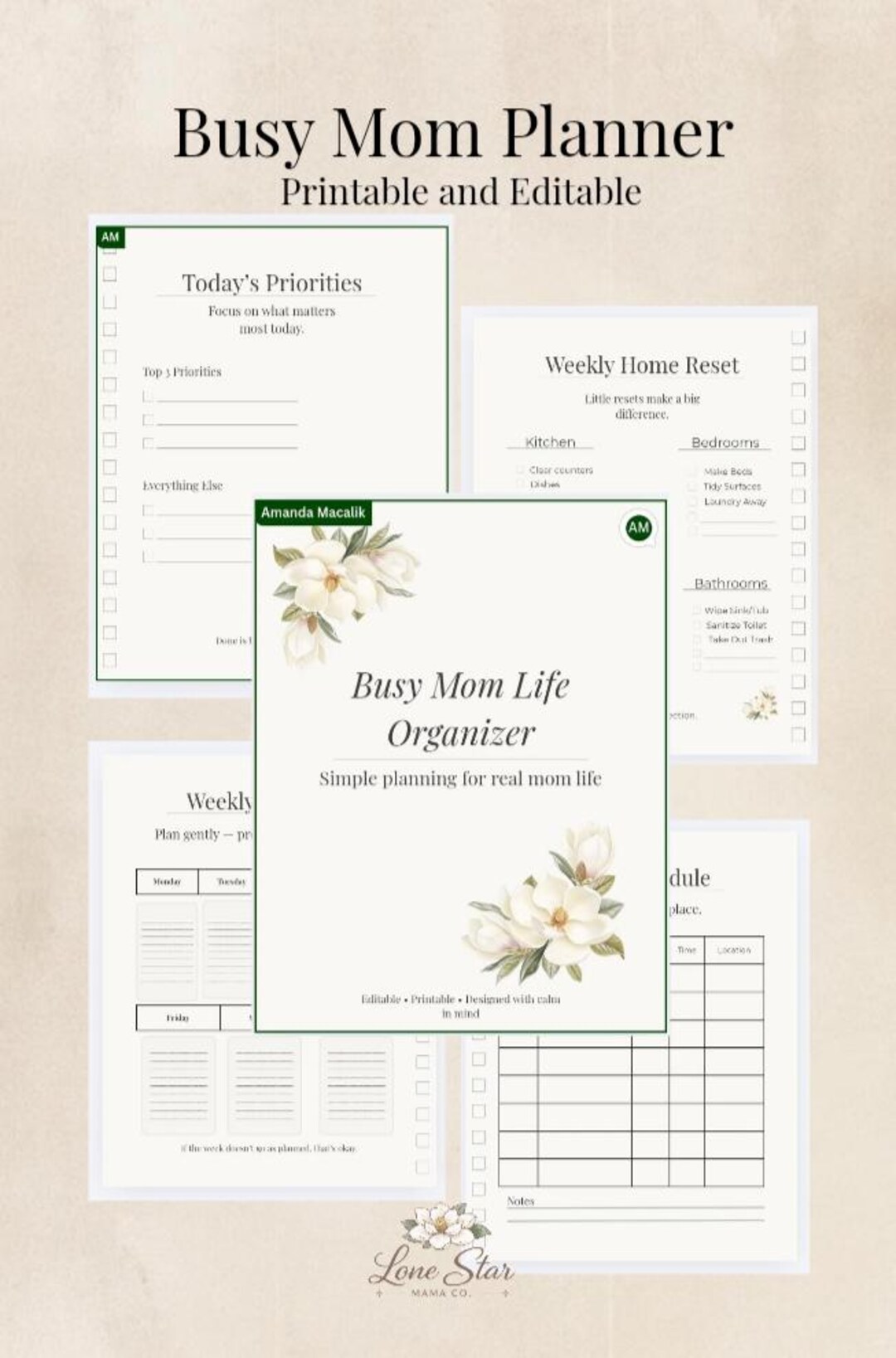 Busy Mom Planner + Self-care Bundle | Mom Life Organizer Printable ...