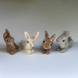 Rabbit /Bunny realistic needle felt, 100% wool palm size artisan sculpture