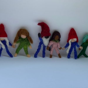 Waldorf style 100% wool and bendy wire mini figures: mermaids, fairies/elves and gnomes