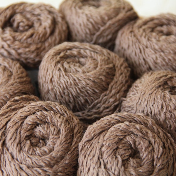 Four Skeins of Yarn in Mocha Brown, DK Merino Wool Blend, Total of 588 Yards