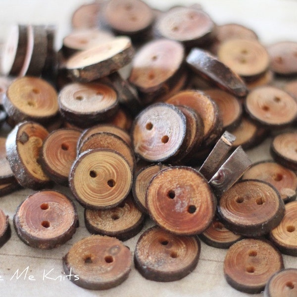 Tree Bark Buttons, Set of 8, Natural Wood Buttons