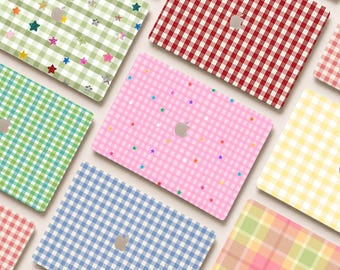 Minimale Gingham MacBook Hülle Schutzhülle für MacBook Air 13 15 Zoll und MacBook Pro 14 16 M5 M4 M3 2026 Neo 13 Neue Laptop Hülle