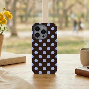 Stort prickigt vintage-skal med blått motiv | Slimmat och robust fodral för iPhone 18 17 16 15 14 13 12 11 Pro Max Plus Mini