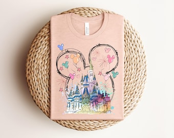 Watercolor 50th Castle Shirt, Disney Magic Kingdom Fireworks Trip Tee