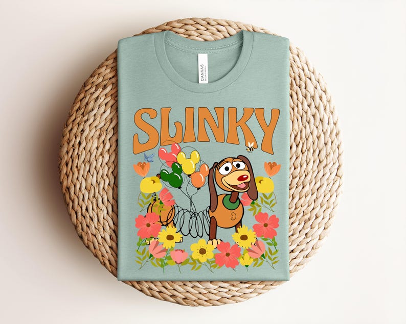 Retro Slinky Dog T-Shirt, Vintage Floral Toy Story Tee, Mickey Balloon Aesthetic Gift for Theme Park Fans Bild 11
