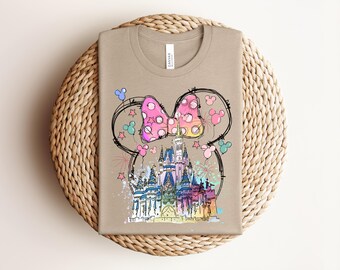 Minnie Bow 50th Castle Shirt, Disney World Celebration Trip Tee
