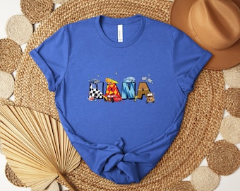 Chemise grand-mère Lightning McQueen, cadeau grand-mère film voitures, t-shirt voyage en famille sur le thème de la course
