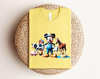 Farmer Mickey Mouse Shirt | 3D Style Mickey Farm Animal Tee | Disney Fan Gift County Fair Outfit