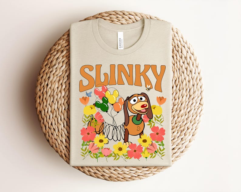 Retro Slinky Dog T-Shirt, Vintage Floral Toy Story Tee, Mickey Balloon Aesthetic Gift for Theme Park Fans Bild 10