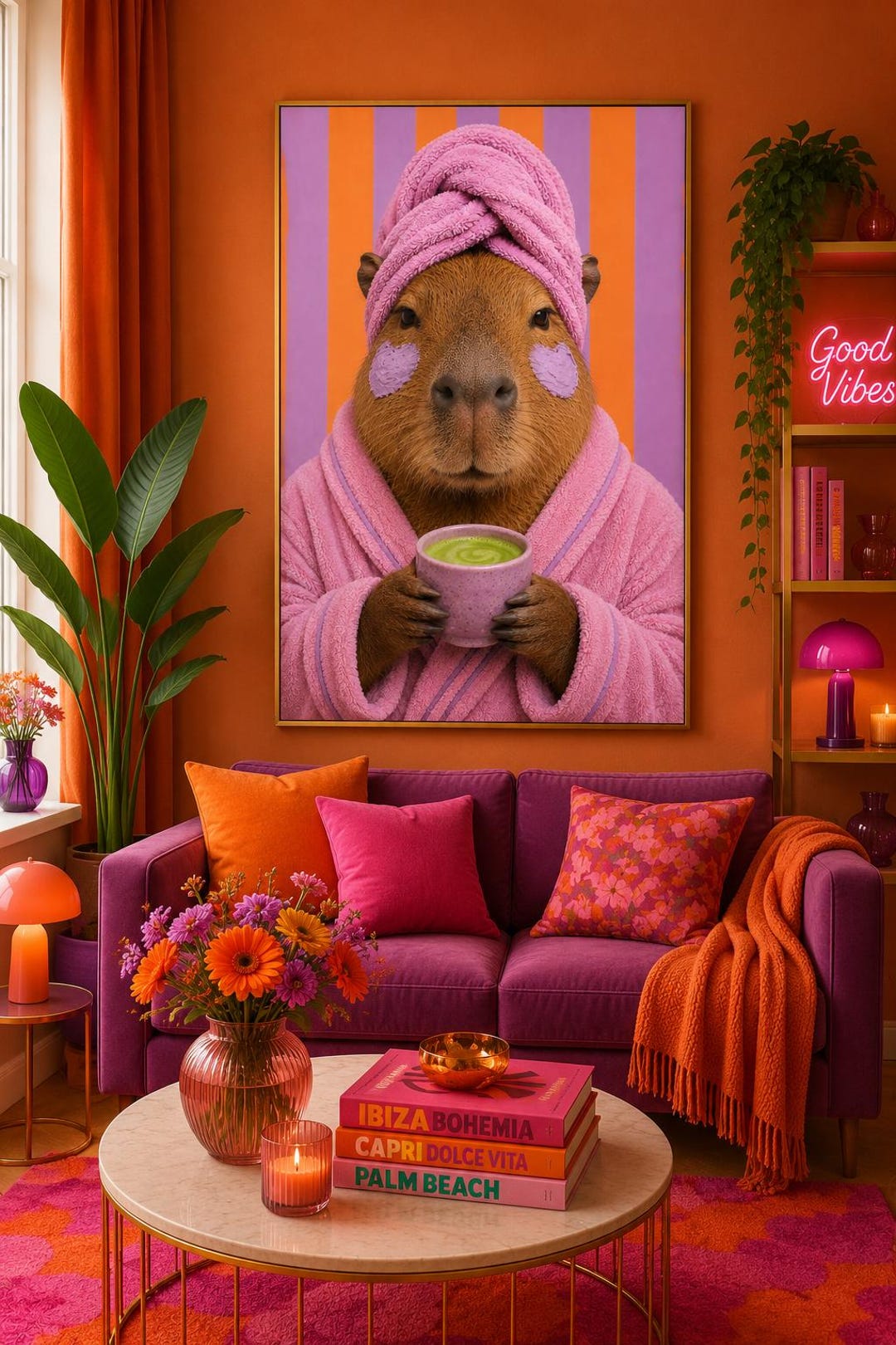Capybara Spa Wall Art Digital Download | Lustiges Tierposter | Rosa ...