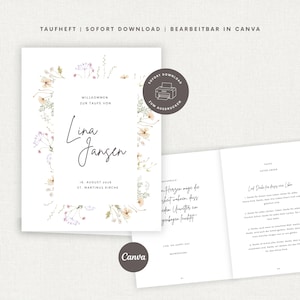 Sjabloon voor een doopboekje | Doopboekje voor de kerk | Doopprogrammaboekje | Zelf te maken doopboekje met Canva-sjabloon | A5-boekje om te vouwen | Direct te downloaden