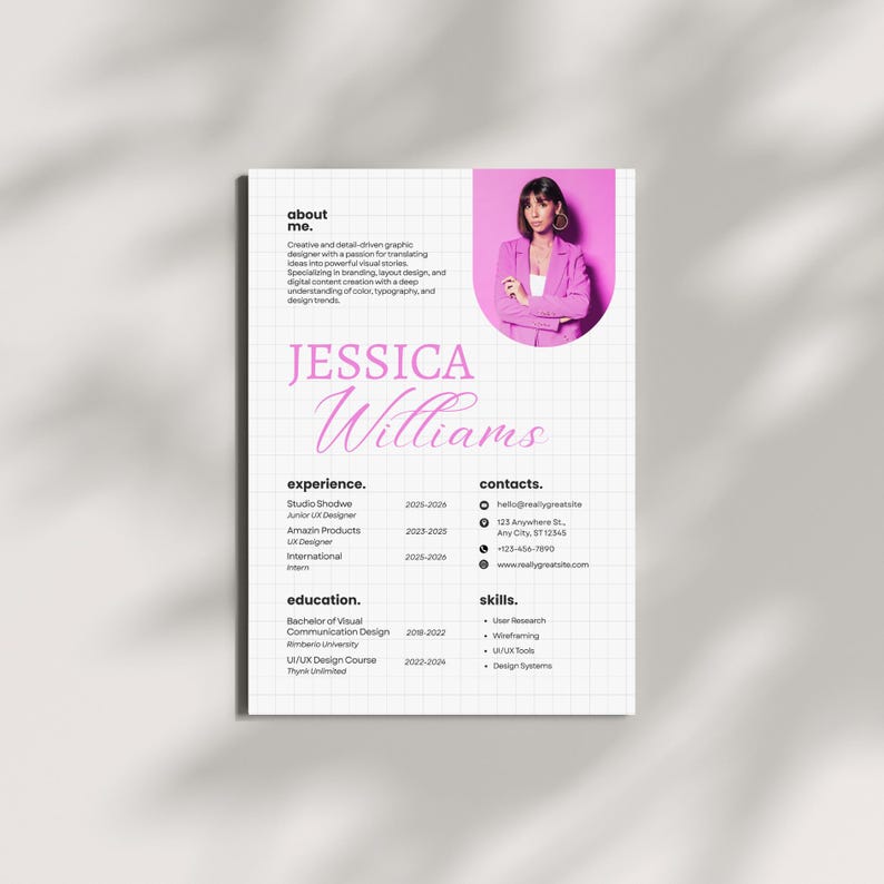 Modern Pink Resume Template + Cover Letter | Editable in Canva ...