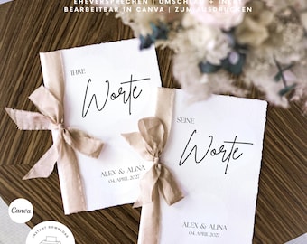 Printable wedding vow template | Wedding vow envelope & insert | Wedding decorations