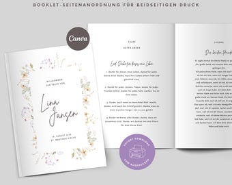 Taufheft Vorlage | Kirchenheft Taufe | Programmheft Taufe | DIY Taufheft Canva Vorlage | A5 Heft zum Falten | Sofort Download