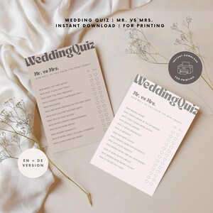 Wedding Quiz Game Printable | How Well Do You Know the Bride and Groom | Wedding Reception Game | English and German | Instant Download