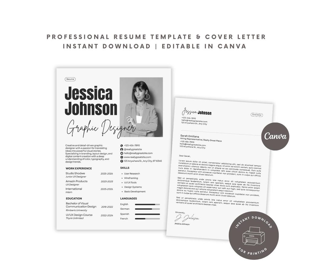 Modern Resume Template + Cover Letter | Editable in Canva ...