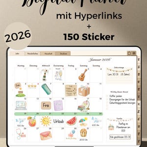 Digitaler Kalender 2026 Deutsch | beige / braun | iPad Planer mit Hyperlinks | GoodNotes Planer | Wochen- Tagesplaner | 150 Sticker | PDF