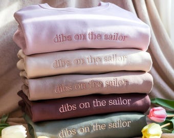 Embroidered Sailor Sweatshirt, Navy Wife Gift, Cotton Polyester Blend pullover