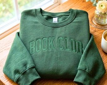 Besticktes Buchclub-Sweatshirt: Unisex-Geschenkidee für Leseratten mit Rundhalsausschnitt