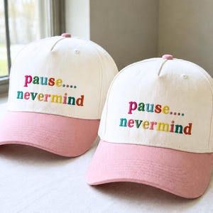 Embroidered Pause Nevermind Two-Tone Cap, Mahjong Lover Gift