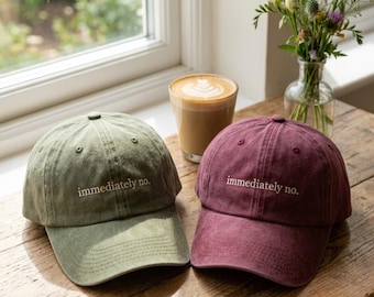 Embroidered Immediately No Hat: Funny Embroidered Sarcastic Cap