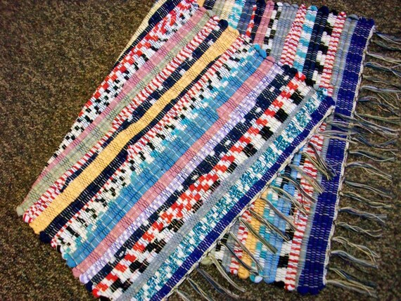 Handmade Bright Multicolored Tee Shirt Loom Woven Rag Rug Etsy