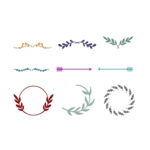 Paquete de diseños de bordado de corona de ramas, marco de hojas de laurel, corona botánica circular, archivo de bordado a máquina, descarga instantánea, 9 tamaños.