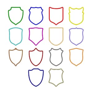 Disegno per ricamo a macchina di uno scudo, contorno del bordo del monogramma, cornice medievale, ricamo di uno scudo con linee, bordo ricamato, download digitale immediato