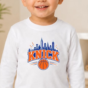 Toddler Knicks Long Sleeve Shirt, Kids New York Basketball Tee, Knick Fan Gift, Youth Game Day Shirt for Boys