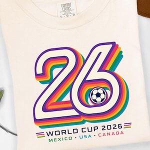 World Cup 2026 Retro Rainbow Shirt, Mexico USA Canada Soccer Tee, Football Tournament Shirt, Soccer Fan Gift