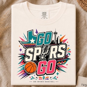 Go Spurs Go Shirt, San Antonio Basketball Fan Tee, Retro Texas Hoops Gift, Colorful Game Day Sports Graphic Tee Shirt