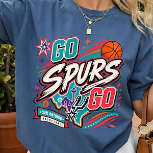 Go Spurs Go Shirt, San Antonio Basketball Fan Tee, Retro Texas Hoops Gift, Game Day Spurs Inspired Graphic Tee Shirt