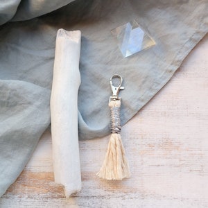 Silver Macrame Keychain, Boho Keychain, Macrame Key Chain, Friendship Key chain