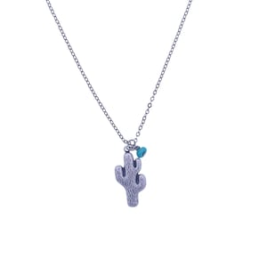 Silver Cactus Necklace / Silver Necklace with Cactus / Cactus Necklace