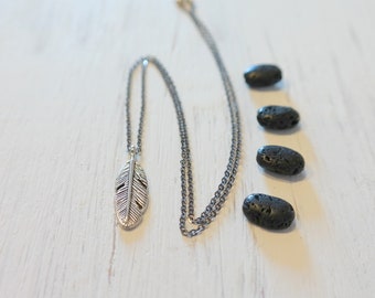 Silver Feather Charm Necklace / Silver Feather Necklace / Feather Charm Necklace / Silver Necklace with Feather Charm
