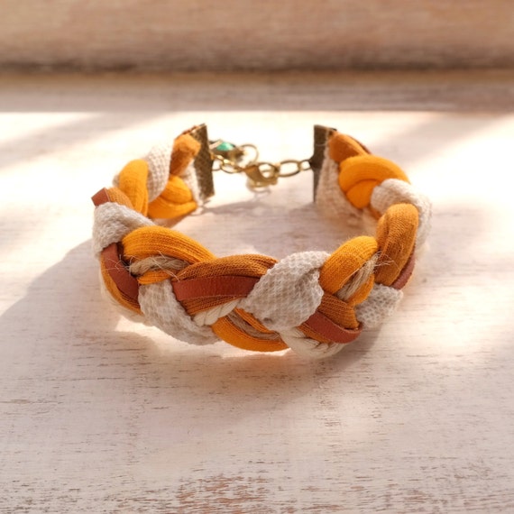 ブレスレット LABEL K FW21 BRAIDED FABRIC BRACELET (BR-TISSE_YELLOWTRIBE) Braided Jersey Bracelet / Yellow Braided Bracelet / Yellow