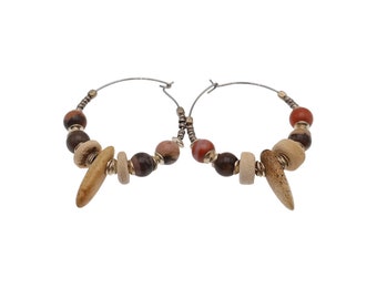 Nature's Harmony Jasper Hoop Earrings, Earth Tone Jewellery,