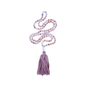 Mixed Moonstone Mala Beads, June Birthstone Necklace, Moonstone Mala Necklace, Beaded Tassel Necklace with Moonstone, Gift for Girlfriend